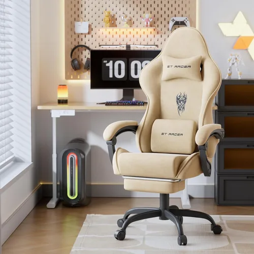 Miniatura 2 de Ferghana - Silla de tela de terciopelo para juegos, silla Gamer ergonómica de respaldo alto para adultos, silla cómoda para videojuegos
