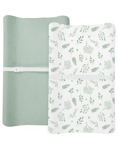 Miniatura 9 de Juego de 2 fundas para cambiador para bebé niño y niña, fundas de muselina para cambiador con estilo bohemio, ropa de cama neutra para guardería