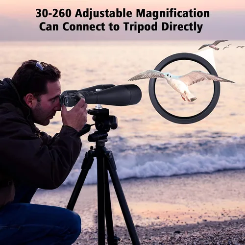 Miniatura 2 de Prismáticos de alta potencia 30-260x80 para adultos, prismáticos de largo alcance para exteriores para observación de aves, caza, observación