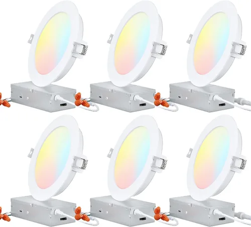 Miniatura 14 de TORCHSTAR Iluminación empotrable LED delgada de 4 pulgadas con caja J, CRI 90+, 5CCT regulable 700LM LED Downlight, ETL y Energy Star