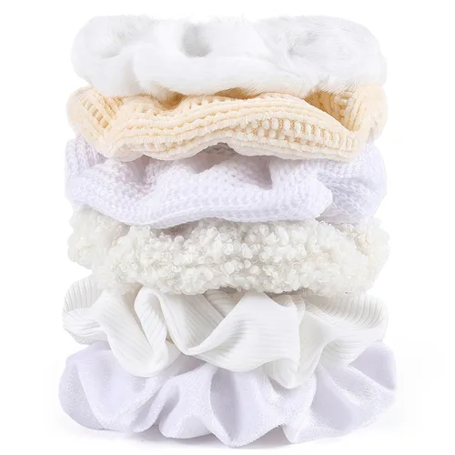 Miniatura 20 de Coleteros Difusos Fuzzy Scrunchies 8 PCS Ligas Negras para el Cabello Lindas Bandas para el Cabello con Piel de Conejo Sintética Ligas Elásticas