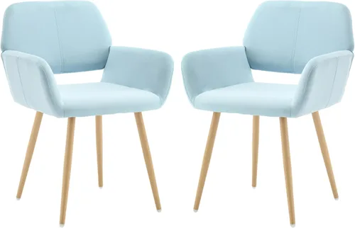 Miniatura 19 de KCC Sillas Pequeñas y Modernas con Brazos para Comedor 1 Pieza, Asiento Lateral Tapizado en Terciopelo de Mediados de Siglo Club para Invitados