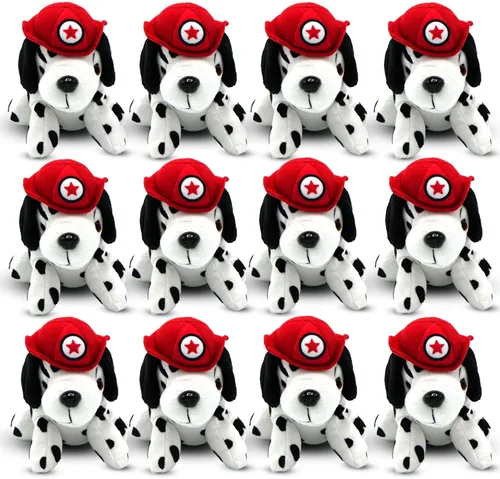 Miniatura 8 de 4E's Novelty Paquete de 12 animales de peluche de Dálmatas, peluche suave para perro, peluche de cachorro pequeño de 6 pulgadas con sombrero