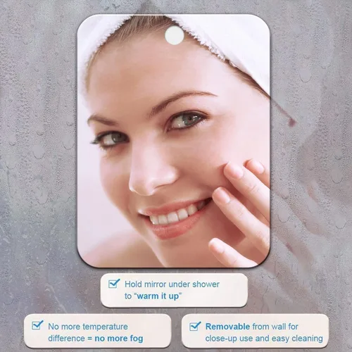 Miniatura 8 de Espejo de ducha para afeitar, acrílico, pequeño, para viajes, maquillaje, baño, para colgar en la pared, espejo de plástico para mujeres y hombres