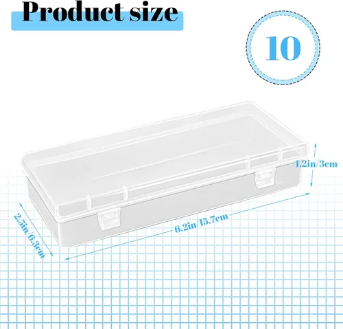 Miniatura 2 de 10 cajas de almacenamiento de plástico de 6 pulgadas, pequeños recipientes de almacenamiento con tapas con bisagras, cajas transparentes