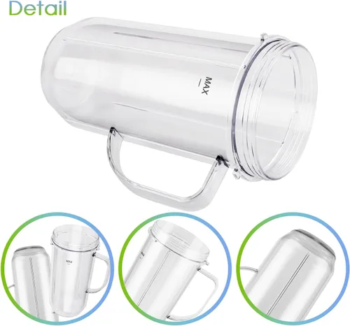 Miniatura 10 de 5 tazas de licuadora Magic Bull, taza alta de 22 onzas con tapa abatible para llevar, hoja cruzada, piezas de repuesto de licuadora, taza con mango