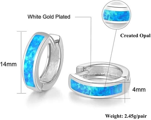 Miniatura 218 de CiNily Aretes Huggie de ópalo con bisagras, chapados en oro, hipoalergénicos, pequeños aretes de aro para mujeres, adolescentes, niñas, hombres