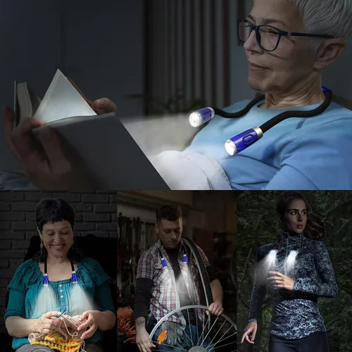 Miniatura 6 de LEDBOLIK - Luz de lectura para el cuello, 660 mAh recargable, luz de libro para leer en la cama, 6 de brillo, brazos flexibles, manos libres
