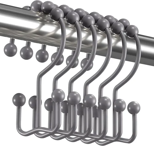 Miniatura 9 de Titanker Ganchos Anillos para Cortina de Ducha, Ganchos de Ducha de Metal de Doble Deslizamiento Resistentes al Óxido para Barras de Cortinas