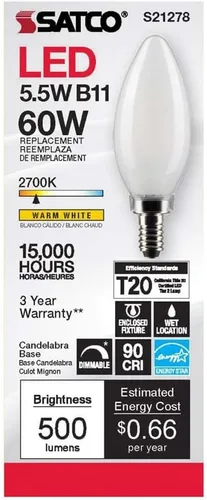 Miniatura 4 de Satco S21278 5.5B11/LED/927/FR/120V/E12-paquete de 6