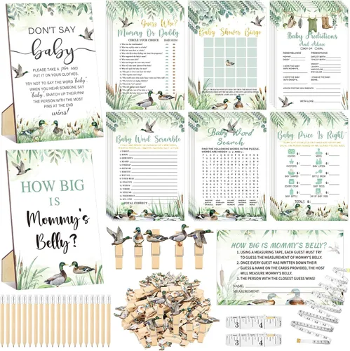 Miniatura 30 de Funnymoom 426 Piezas Juego de Juegos para Baby Shower de Papel Kraft - 8 Juegos, Incluye Bingo de Baby Shower, El Precio Correcto, Adivina Quién
