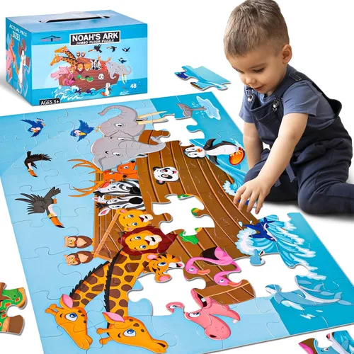 LovesTown Rompecabezas de suelo para niños, rompecabezas de animales jumbo, juguetes educativos de aprendizaje para entretenimiento familiar y