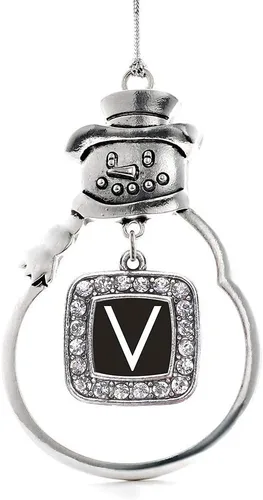 Miniatura 67 de Inspired Silver - Adorno de rodillo de reina - Adorno cuadrado de plata con muñeco de nieve con joyas de circonita cúbica