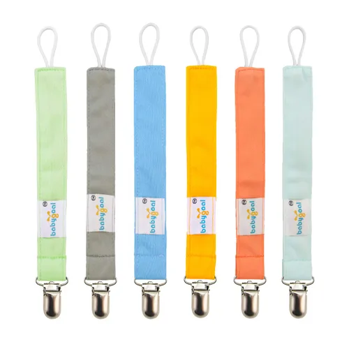 Miniatura 25 de Babygoal 6PBM05-HZ Juego de 6 prendedores para chupón para niños y niñas, se adaptan a la mayoría de los estilos de chupones y juguetes de dentición