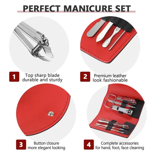 Miniatura 3 de Juego de 12 juegos de manicura a granel, mini kit de cortaúñas de manicura 7 en 1, acero inoxidable, cuidado profesional de uñas, pedicura con bolsa