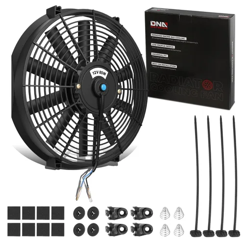 Miniatura 9 de DNA Motoring Ventilador de radiador delgado de refrigeración eléctrica de alto rendimiento de 12 pulgadas con kit de montaje, rojo, 2 piezas