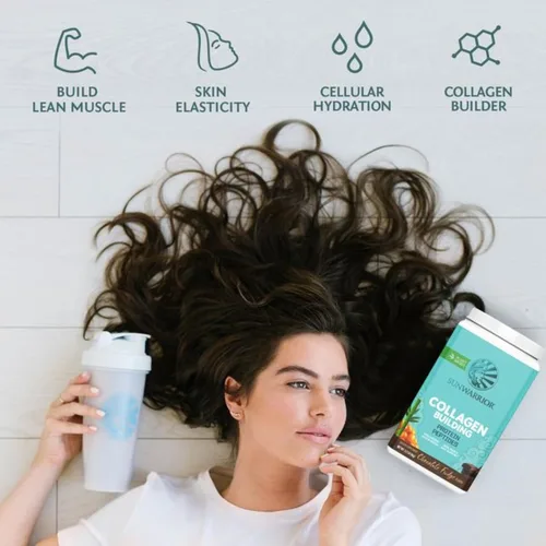 Miniatura 4 de Polvo de proteína de colágeno vegano para mujeres, polvo de colágeno a base de plantas de sílice sabor chocolate, vitaminas para el cabello, la piel