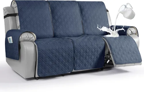 Miniatura 16 de VANSOFY Funda impermeable para sofá reclinable, lavable, funda para sofá reclinable de 1 pieza, protector de muebles con correas elásticas, bolsillo