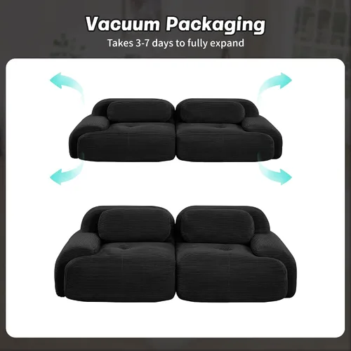 Miniatura 9 de Sofá sin hueso de 82 pulgadas, cómodo sofá cama de dos plazas, sofá comprimido con asiento profundo, sofá nube de pana para sala de estar