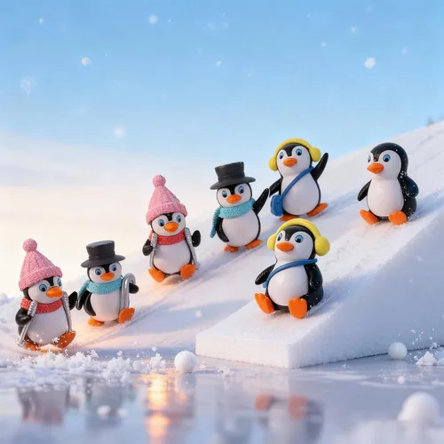 Miniatura 2 de NUOBESTY Lindos personajes de pingüinos juguetes colección de figuras de pingüino mini juego decoración decoración mini figuras de Navidad juguetes