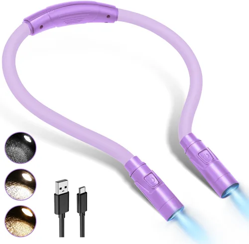 Miniatura 8 de LUXJET Luz de libro para leer y tejer a ganchillo, luz recargable para el cuello para tejer y reparar, luz de lectura de cuello amigable