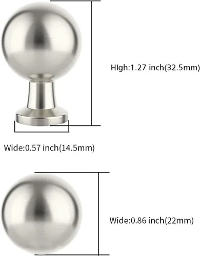 Miniatura 2 de Asidrama Paquete de 10 pomos de níquel satinado cepillado para gabinetes de cocina, pomos de tocador, pomo de cajón, herrajes para gabinetes, pomos
