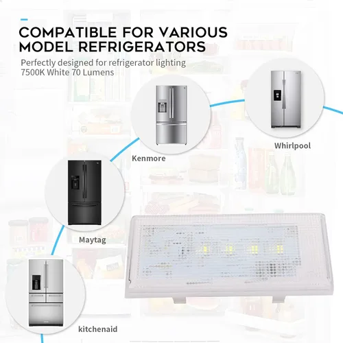 Miniatura 7 de Repuesto de luz LED para refrigerador W10515058 W10515057 compatible con Whirlpool Kenmore Maytag, WPW10515058, W10522611, W10465957, AP6022534