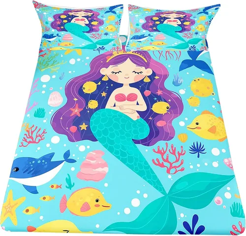 Miniatura 24 de Sábanas de cama con estampado de patas de perro para niños, sábana bajera ajustable de huesos coloridos para los amantes de los perros