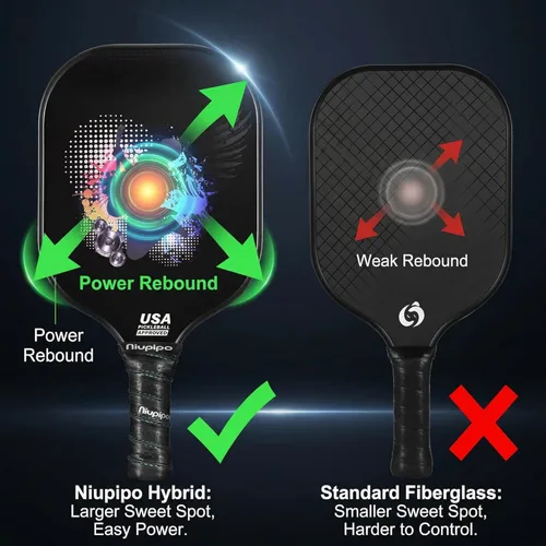 Miniatura 3 de niupipo Pickleball Paddles Set of 2/4/1, USAPA Approved Carbon Fiber & Fiberglass Hybrid, Easy Power, Polypropylene Honeycomb Core, Cushioned 4.72