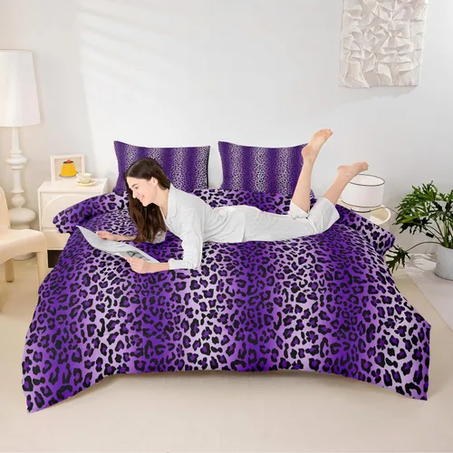 Miniatura 14 de Castle Fairy Juego de edredón con estampado de leopardo rosa y negro, juego de colcha de retazos de piel de cebra, tamaño King, para niños, niñas