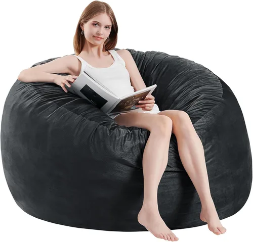 Sillón tipo puf ILPEOD para adultos - Silla tipo puf de espuma viscoelástica - Sofá para niños/adolescentes con funda de microfibra suave - Sofá