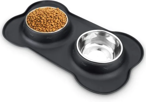 Miniatura 11 de AsFrost Cuencos para comida de perro de acero inoxidable Cuencos para mascotas y cuencos para agua de perro sin derrames ni deslizamiento, cuencos