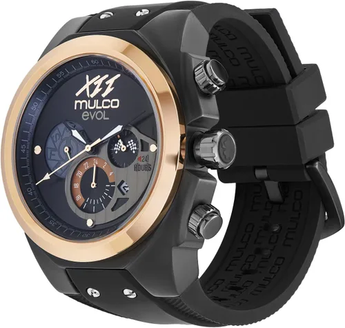 Miniatura 2 de MULCO Relojes para hombre - Evol, caja de acero inoxidable con correa de silicona para muñeca, movimiento multifuncional de cuarzo, pantalla