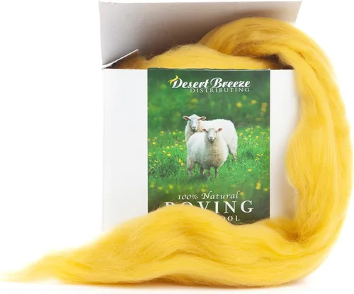Miniatura 5 de Desert Breeze Distributing – 100% lana merino natural Roving, lana para hilar, hilo de tapiz, fieltro de aguja, fieltro húmedo, hilado grande, 19