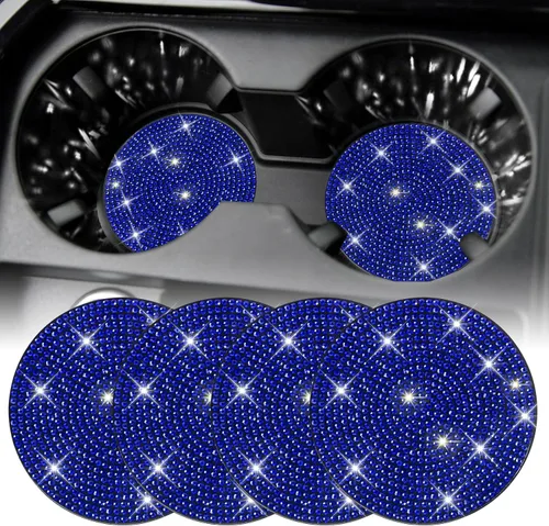Miniatura 19 de SINGARO - Posavasos brillantes para automóvil, 4 posavasos antideslizantes universales, decorativos e integrados, accesorios para interiores de Rojo