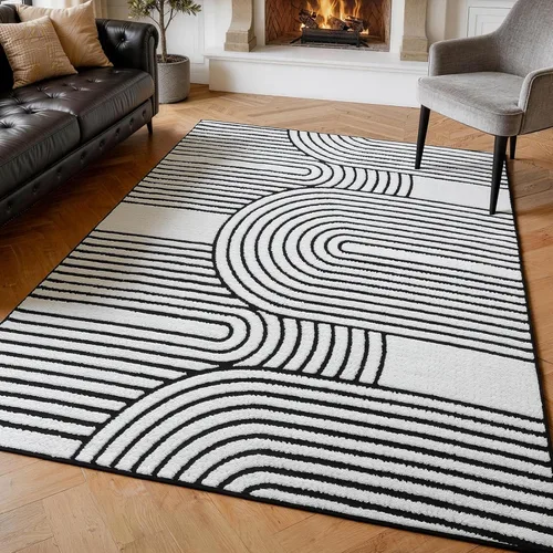 Miniatura 27 de YIHOUSE Alfombras de leopardo de 6 x 9 pies, alfombra suave de felpa lavable de pelo alto y bajo, antideslizante, no desprende pelusa, alfombra