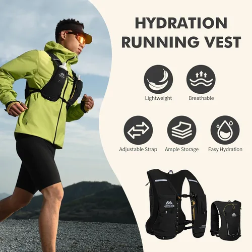 Miniatura 5 de AONIJIE Running Hydration Vest for Men & Women, 8L Hydration Backpack, Multiple Pocket Designs for Water Bottles/Bladders, Lightweight Breathable