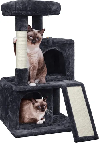 Miniatura 15 de Yaheetech Árbol para gatos para mascotas de interior, torre de 36 pulgadas con plataforma extra grande, postes rascadores, tablero, pelota colgante