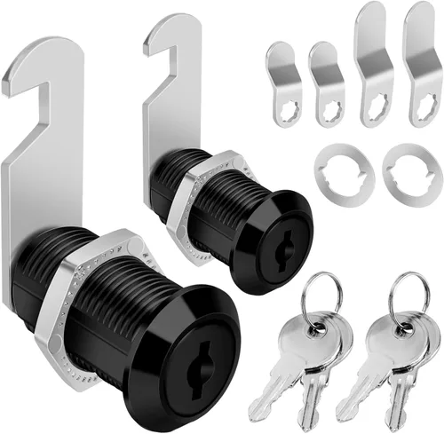 Cerradura de Leva para Gabinete con Llave Idéntica Acabado Negro, Cerraduras de Gabinete de 1-1/8'' con Llave para Asegurar Archivos y Cajones