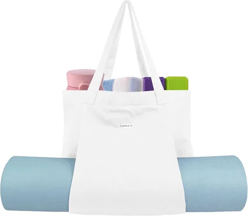 Miniatura 9 de Bolsas de yoga Cwokarb para mujeres con bolsas para esteras de yoga, tote de lona para pilates, bandolera para el hombro, para viajes, oficina