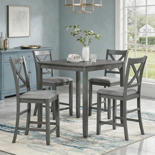 Miniatura 33 de LUMISOL Juego de mesa de comedor de 5 piezas con 4 sillas, juego de mesa de cocina de granja para lugares pequeños, cocina, comedor, negro y roble