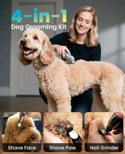 Miniatura 3 de oneisall - Cortaúñas para perros para el aseo de abrigos gruesos/pesados, kit de aseo para perros 4 en 1 de bajo ruido con hoja de acero inoxidable