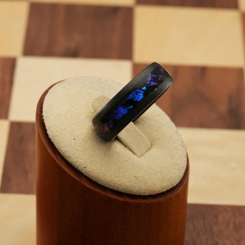 Miniatura 2 de 100S JEWELRY Anillos de tungsteno para hombre, incrustaciones de galaxia de ópalo nebulosa de Orión, acabado cristalino arenado negro, ideal