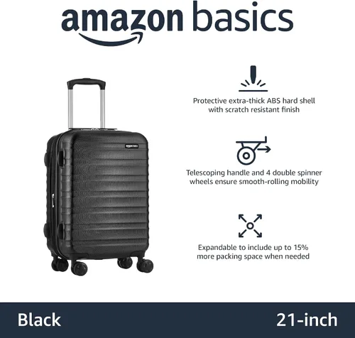 Miniatura 2 de Tienda Basics - Maleta rígida, equipaje de mano y ampliable con ruedas, Negro