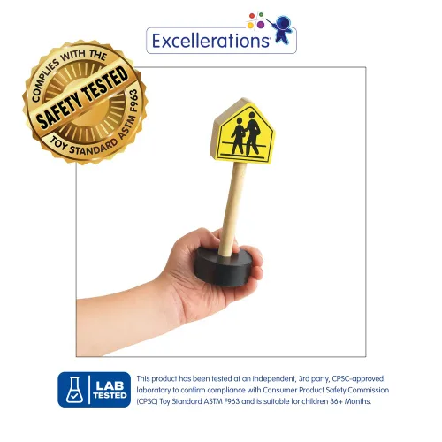 Miniatura 2 de Excellerations Juego de letreros de madera de alta calidad para niños, 15 piezas, 5.5 pulgadas de alto, compatible con juegos de trenes para niños