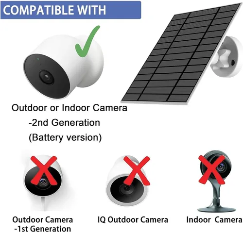 Miniatura 3 de Paquete de 1, panel solar actualizado de 6 W con luz de respiración de alerta de carga, compatible con cámara Google Nest para exteriores e