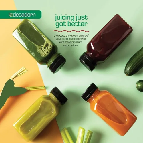 Miniatura 6 de DECADORN Botellas de plástico de 8 onzas con tapas, 12 unidades - Botellas para hacer jugos - HECHAS EN EE. UU. Botellas mini transparentes