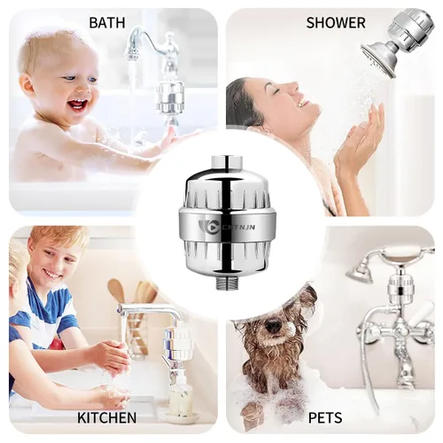 Miniatura 3 de Filtro de ducha de 18 etapas para agua dura, filtro universal de cabezal de ducha cromado para eliminar el cloro, metales pesados, fluoruro
