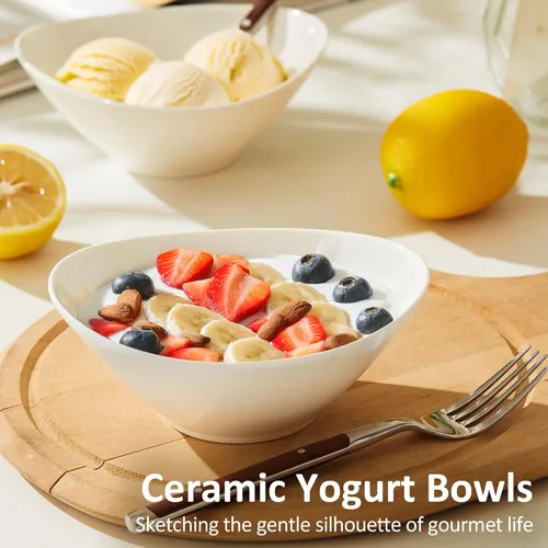 Miniatura 2 de Teocera - Juego de 6 cuencos de cerámica para el desayuno de 15,24 cm, 6 cuencos pequeños de 10 onzas para yogur, ensalada, sopa, postre, aptos
