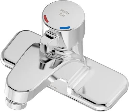 Symmons SLC-6000 SCOT Grifo de lavabo con dosificación de una sola manija central de 4 pulgadas en cromo pulido (0.5 GPM)